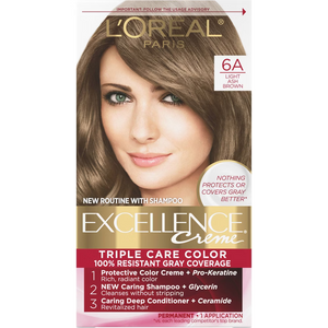 L'Oréal Paris Excellence Triple Protection Permanent Hair Color - 6A Light Ash Brown (6.3 fl oz)
