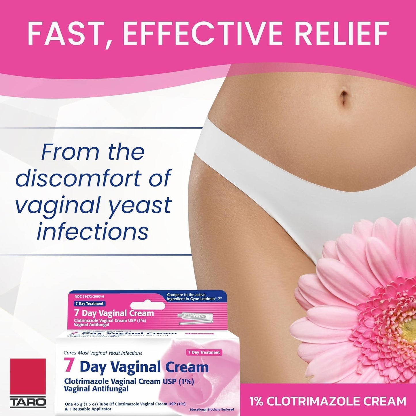 Taro Clotrimazole 7 Day Vaginal Cream Antifungal Treatmetn (1.5 oz)
