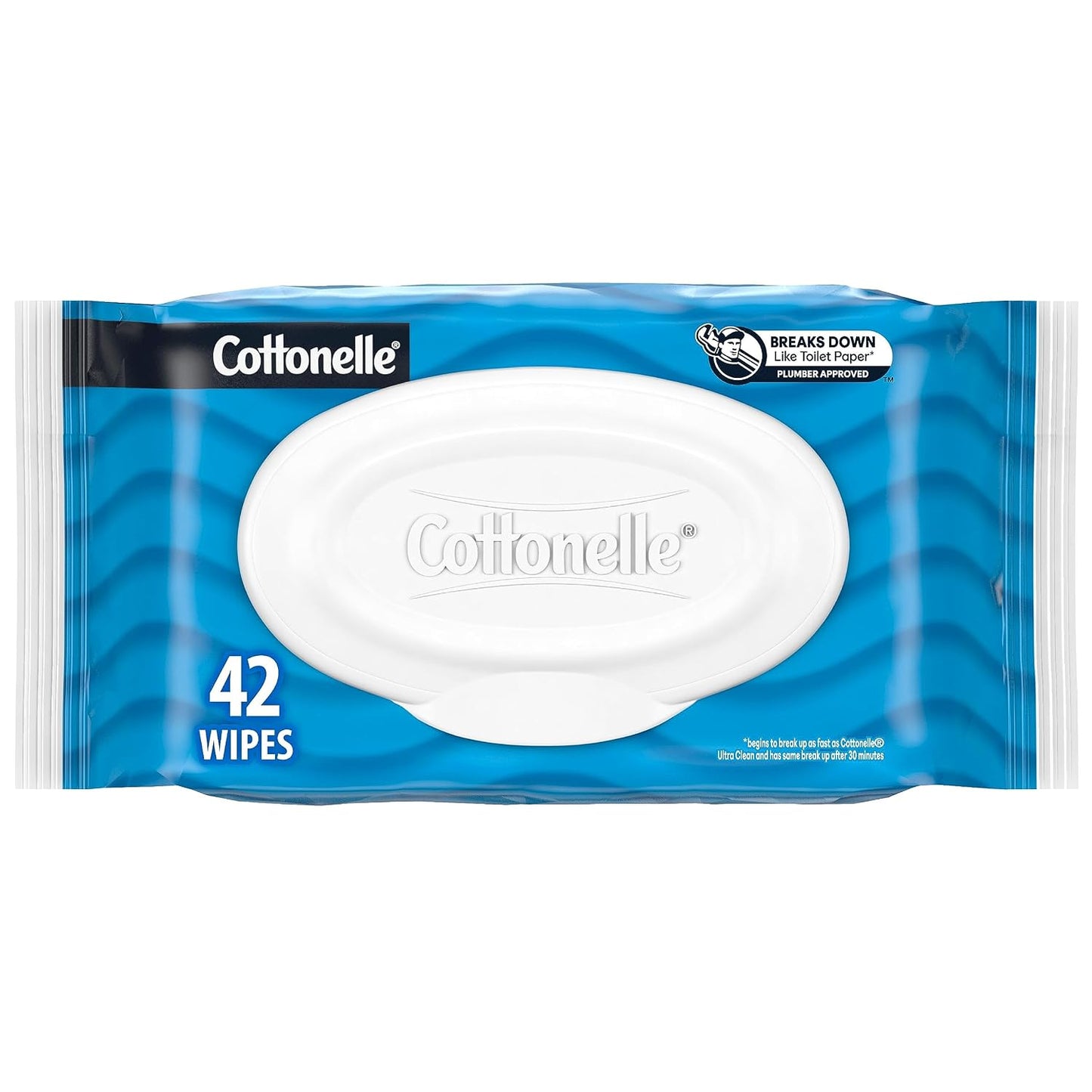 Cottonelle Flushable Wet Wipes for Adults, 1 Flip-Top Pack, 42 Wipes, Alcohol-Free, Plastic Free