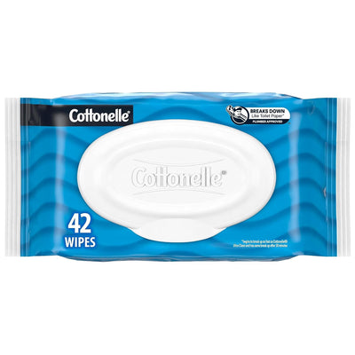 Cottonelle Flushable Wet Wipes for Adults, 1 Flip-Top Pack, 42 Wipes, Alcohol-Free, Plastic Free