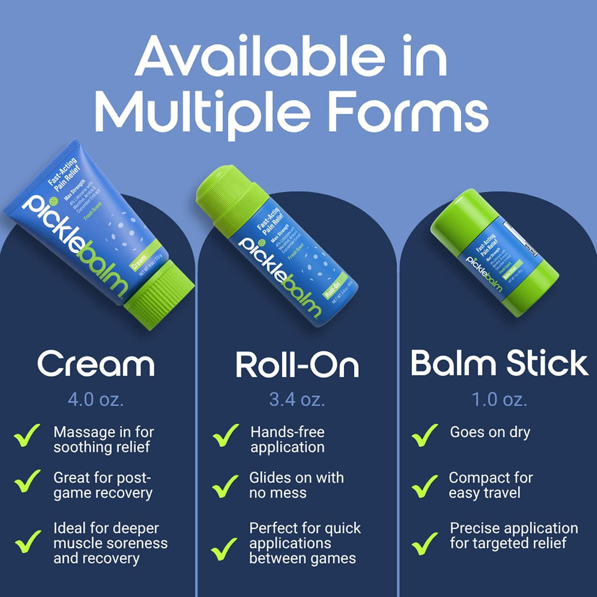 PickleBalm Roll-On para Alivio del Dolor Muscular, 4% Lidocaína, 3.4 oz