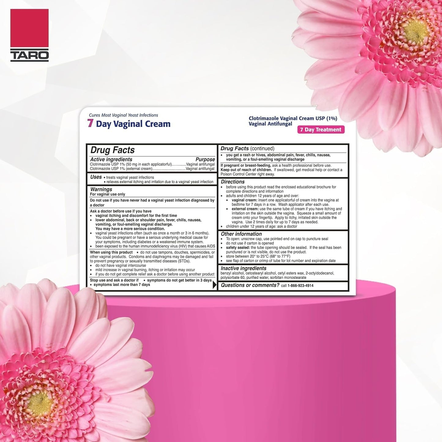 Taro Clotrimazole 7 Day Vaginal Cream Antifungal Treatmetn (1.5 oz)