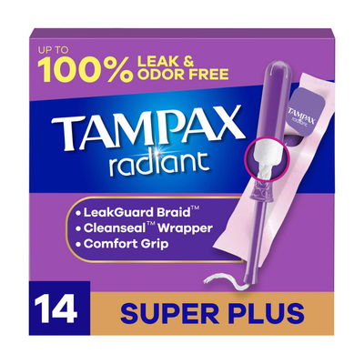 Tampax Radiant Tampons Super Plus Absorbency Unscented (14 ct)