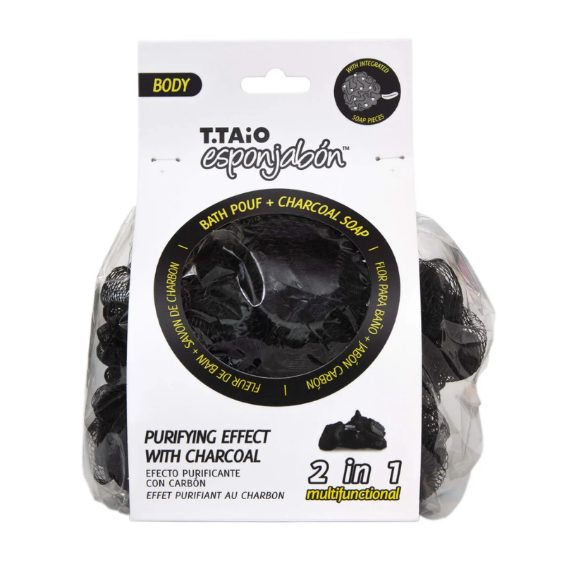 T.Taio Esponjabon Charcoal Bath Pouf + Charcoal Soap (2in1)