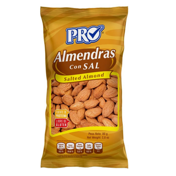 Pro Almendra Natural Almonds 2oz snack saludable almendras naturales