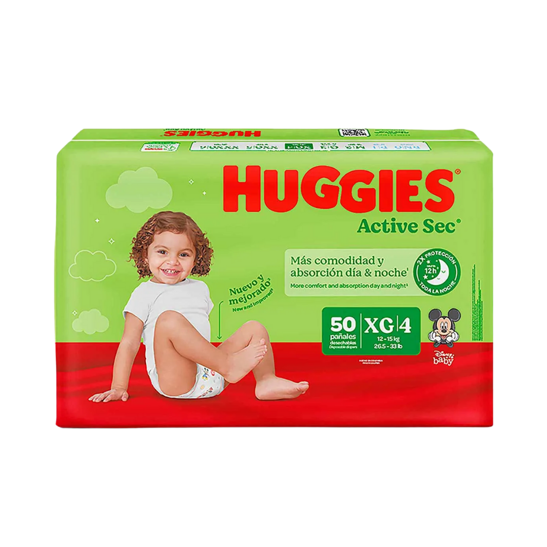 Huggies Active Sec Diapers Size 4 pañales absorbentes 34 unidades