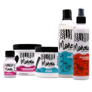 Kit Monería shampoo acondicionador crema peinar mascarilla leave-in