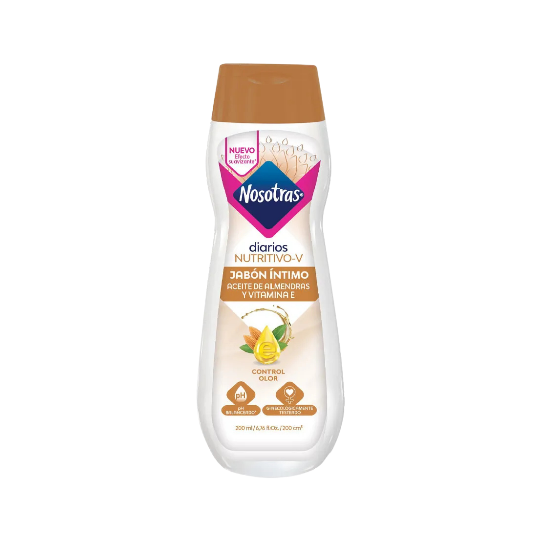 Jabón íntimo Nosotras Nutritivo-V con Aceite de Almendras y Vitamina E