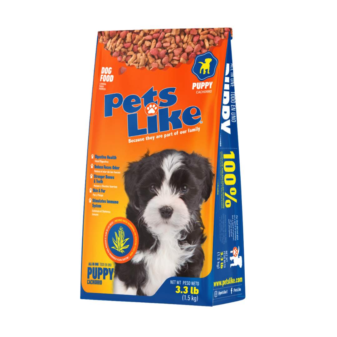 Alimento Pets Like para cachorros nutrición completa bolsa de 3.3 libras.