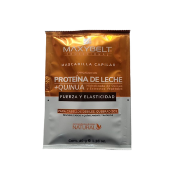 MaxyBelt proteína de leche + quinua 1.36 oz fuerza y elasticidad