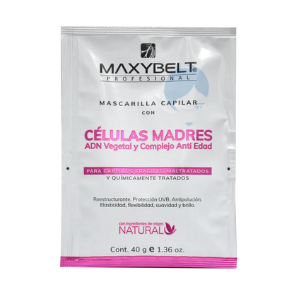 MaxyBelt mascarilla células madre 1.36 oz reparación y brillo