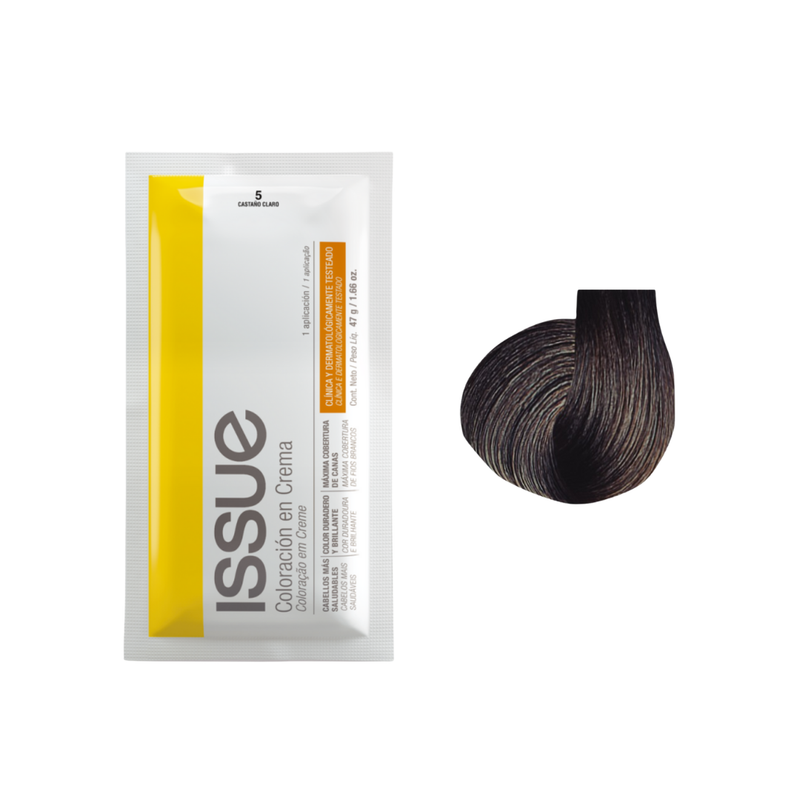 Issue Coloración en Crema Hair Color Kit #5 Castaño Claro (1.66oz)