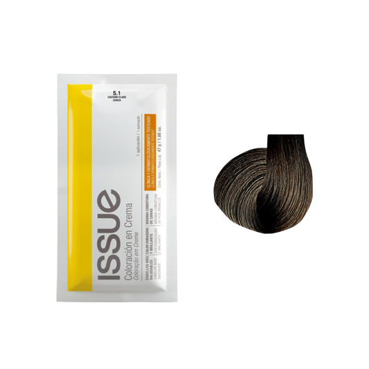 Tinte Issue #5.1 Castaño Claro Ceniza neutralizador de tonos naranjas.
