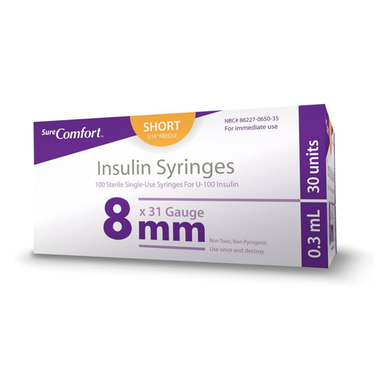 Sure Comfort Insulin Syringes 31G 0.3cc 5/16