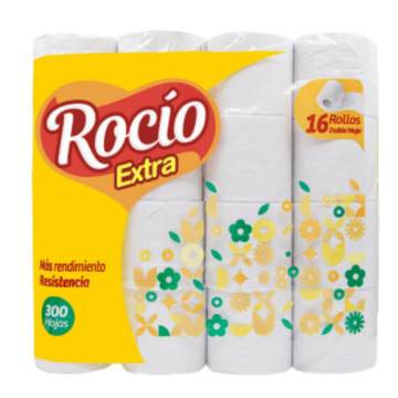 Rocío Extra toilet paper papel higiénico resistente 16 rolls