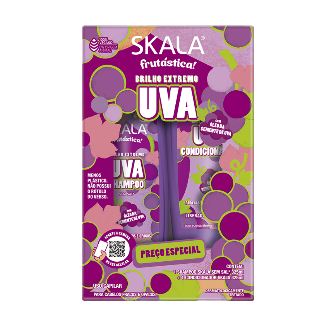 Combo Skala Frutástica Uva Shampoo y Acondicionador brillo extremo