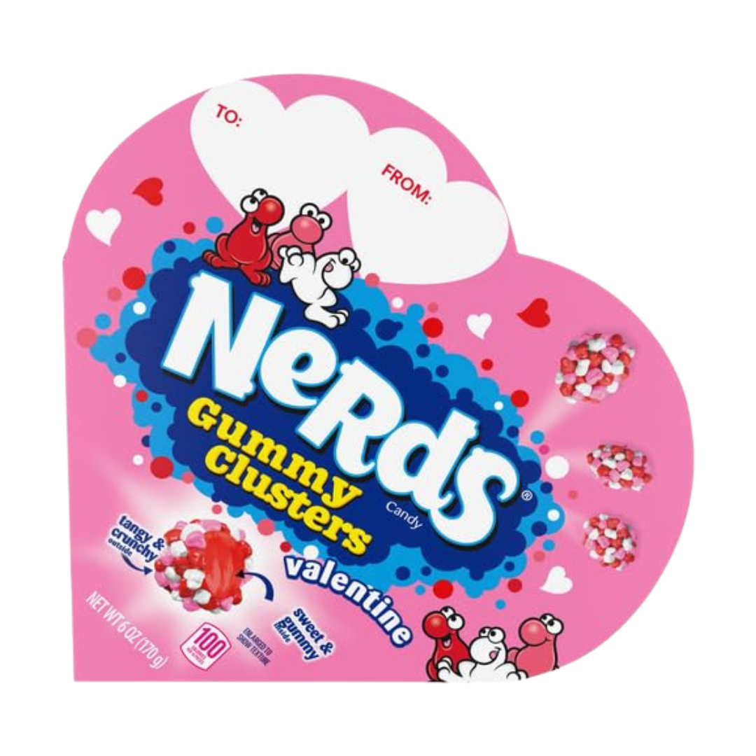 Caja de corazón rosa Nerds Gummy Clusters dulces de San Valentín 6oz.