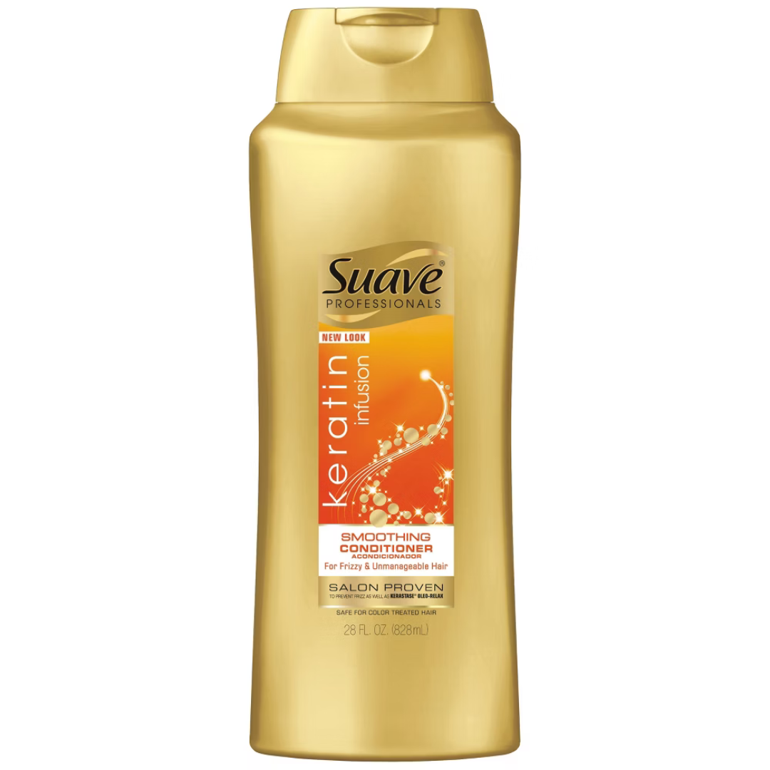 Suave Professionals Keratin Infusion Smoothing Conditioner 28oz botella dorada