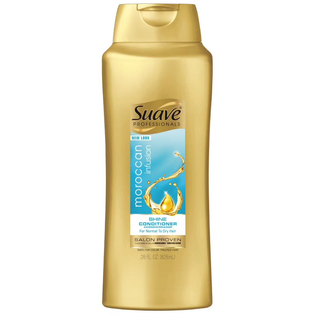 Suave Professionals Moroccan Infusion Shine Conditioner 28oz botella dorada