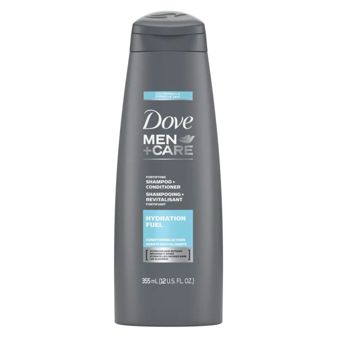 Dove Men+Care Hydration Fuel 2in1 Shampoo Conditioner 12oz botella gris