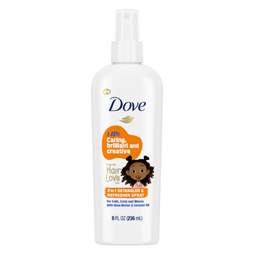 Dove Kids Care Hair Love Detangler Refresher Spray 8oz desenredante niños
