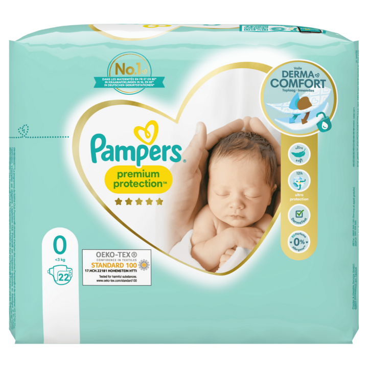 Pampers Premium Protection Size 0 pañales recien nacido 22 unidades