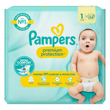 Pampers Premium Protection Size 1 pañales recién nacido 24 unidades