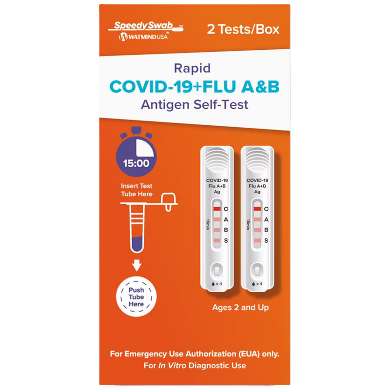 SpeedySwab Rapid COVID-19 + Flu A&B Antigen Self-Test (2 Tests)