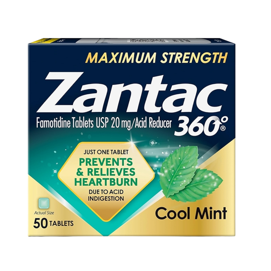 Zantac 360 Maximum Strength sabor Cool Mint reductor de ácido 50 tabletas
