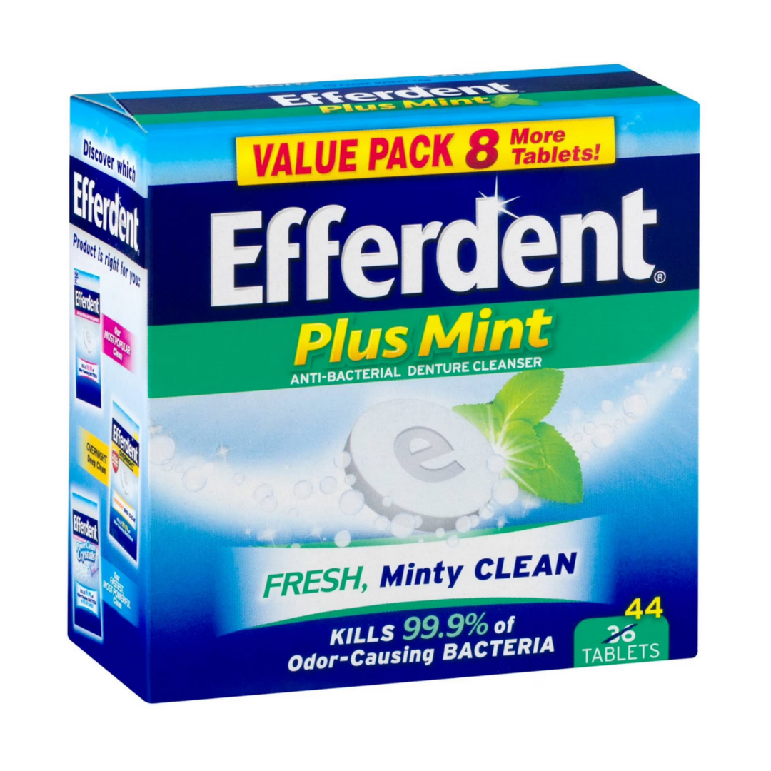 Efferdent Plus Mint limpiador dental prótesis 44 tabletas