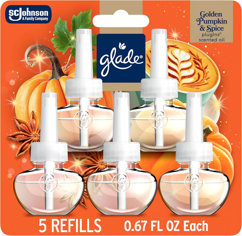 Glade PlugIns Pumpkin Recargas para Ambientador Eléctrico, Paquete de 5