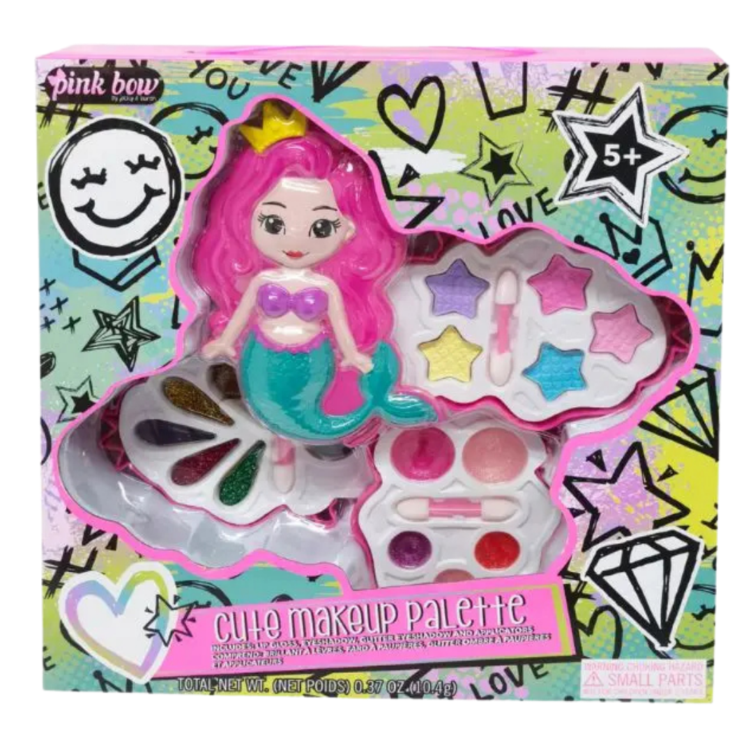 Pink Bow Cute Makeup Palette set maquillaje niña sirena lavable