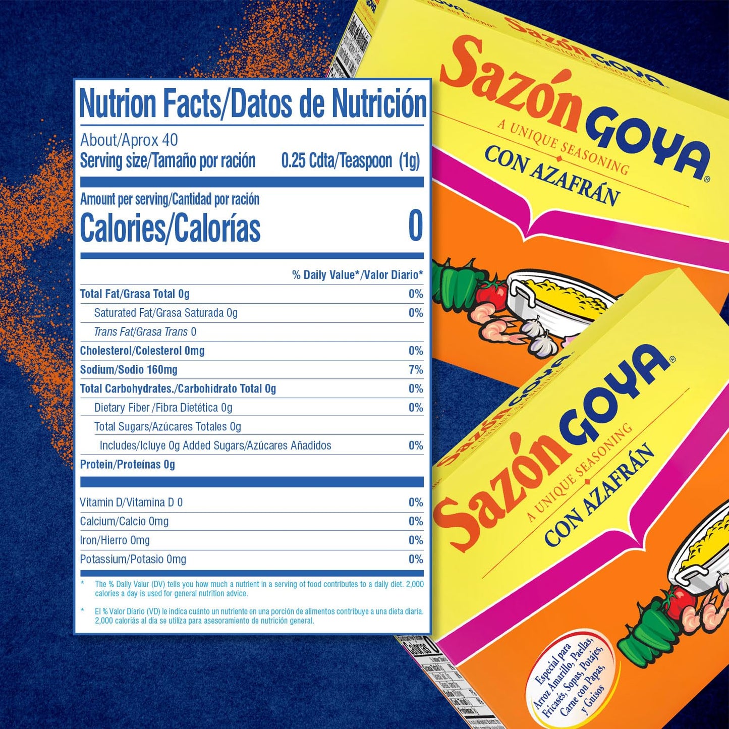 Sazón con Azafrán GOYA 1.41 oz (8 sobres)