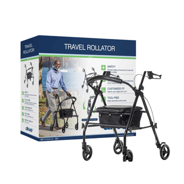 Drive Medical Travel Rollator andador plegable negro 4 ruedas