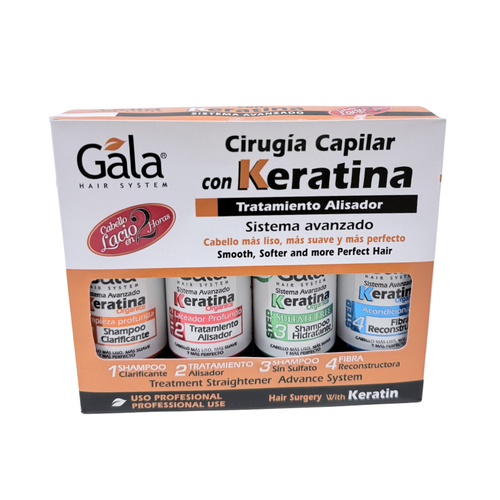 Gala Hair System Kit Cirugía Capilar con Keratina Alisadora 4 Pasos