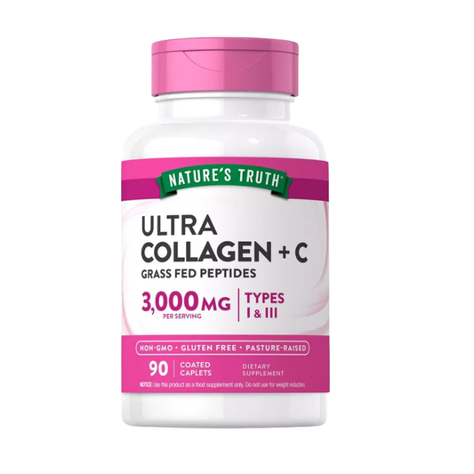 Frasco de Nature's Truth Ultra Collagen + C con 90 capletas recubiertas.