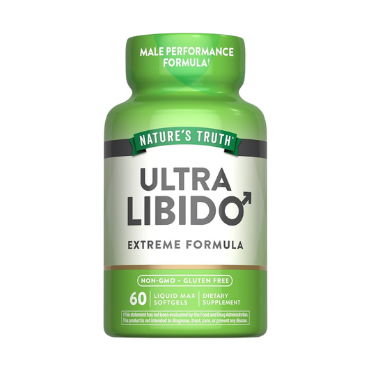 Frasco de Nature's Truth Ultra Libido Extreme Formula para hombre 60 softgels.
