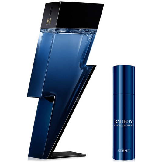 Carolina Herrera Bad Boy Cobalt Gift Set 3.4oz+0.34oz – fragancia masculina contrastante