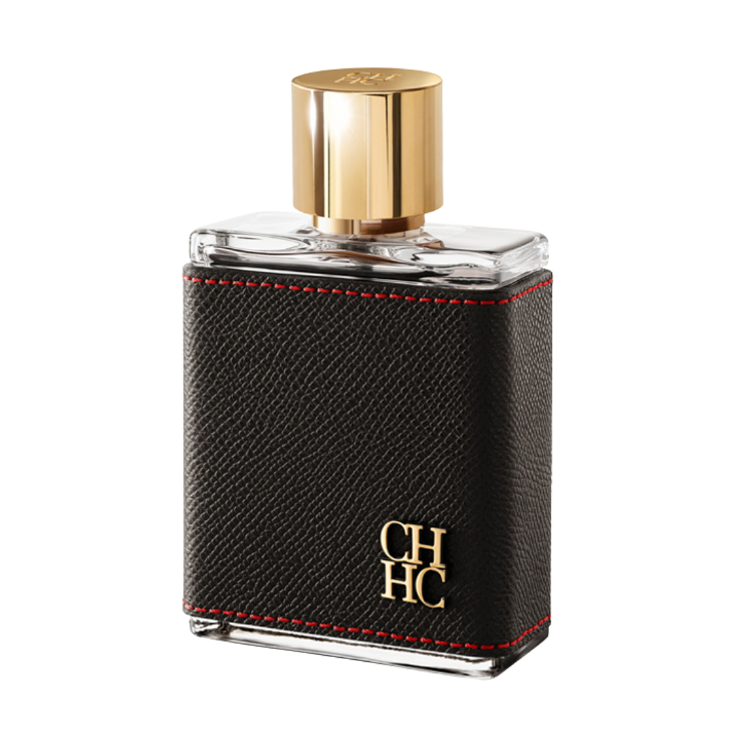 Perfume Carolina Herrera CH Men botella forrada en cuero negro de 100ml.