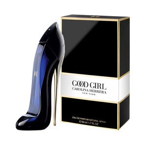 Perfume Carolina Herrera Good Girl botella icónica en forma de zapato azul de 50ml.