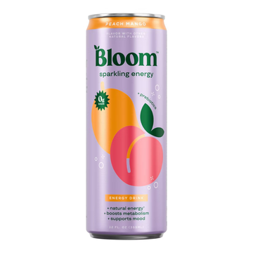 Bloom Nutrition Sparkling Energy Drink Peach Mango bebida energetica durazno 12oz