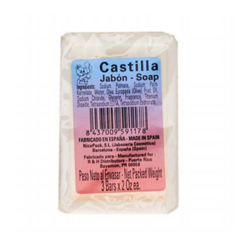 Jabón Castilla natural soap barra vegetal 3 pack
