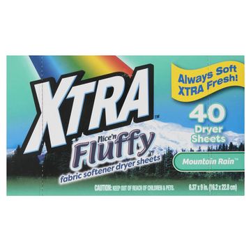 Xtra Fabric Softener Sheets Mountain Rain suavizante ropa 40 unidades