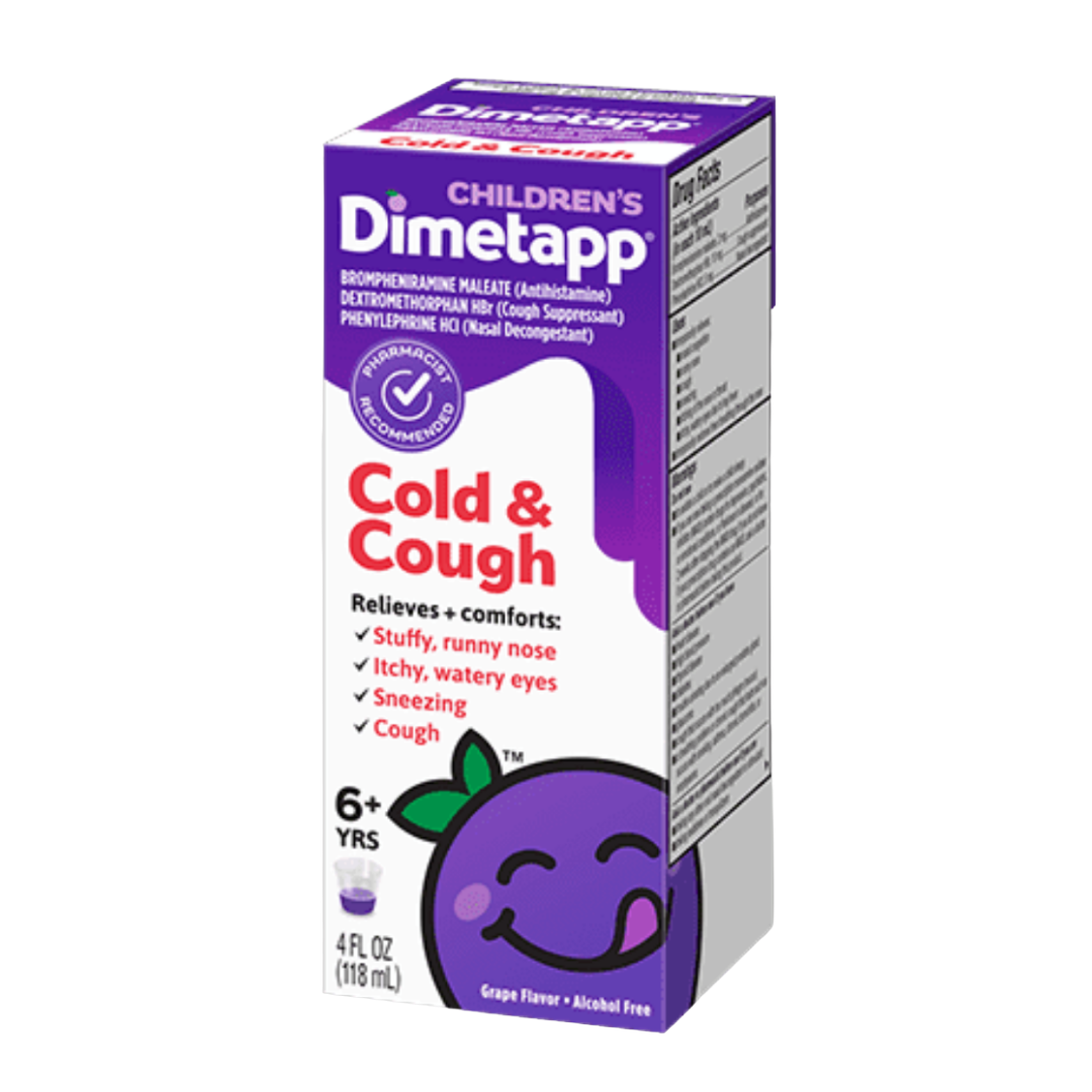 Jarabe Dimetapp Children's Cold and Cough sabor uva sin alcohol 4oz