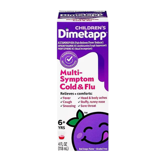 Jarabe Dimetapp Children's Multi-Symptom Cold and Flu sabor uva roja 4oz