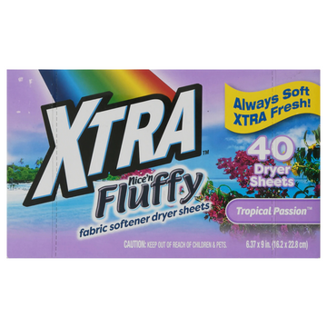 Xtra Fabric Softener Sheets Tropical Passion suavizante para ropa 40ct