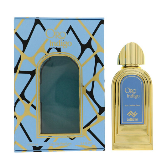 Luniche Oro Indigo Eau de Parfum Unisex 3.4oz – fragancia elegante y versátil