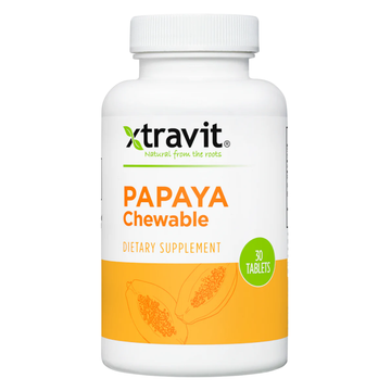 Xtravit Papaya Chewable Tablets enzimas digestivas 30 tabletas