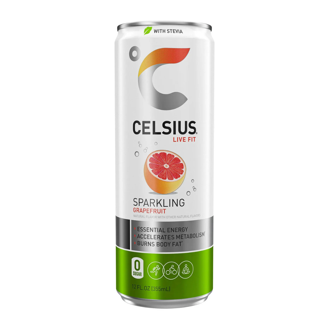 Celsius Live Fit Grapefruit con Stevia 12oz sabor toronja.