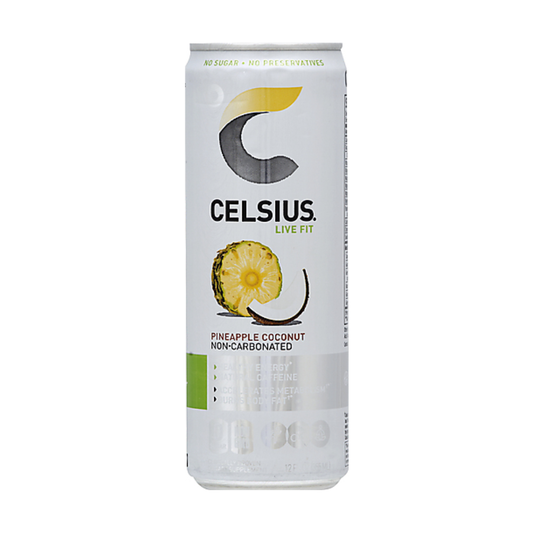 Bebida Celsius Pineapple Coconut no carbonatada de 12oz.